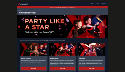 Cineworld Event Booking site