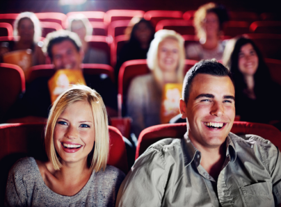 Couple enjoying a night at the cinema