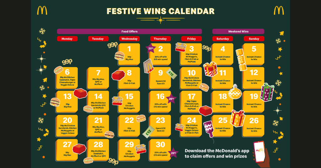 McDonalds giveaway calendar November 2023
